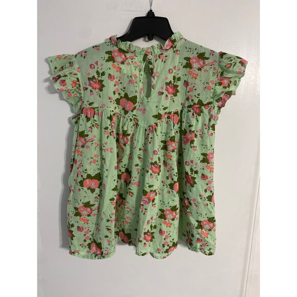 Oh My Stars blouse women’s S mint green floral embroidered peasant cottagecore - Picture 2 of 6